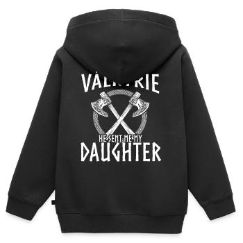 Wikinger Sprüche, Vikings, Odin und Valkyre - Kinder Premium Organic Zip Hoodie - Schwarz - Hinten - AI Model Kid Male (0cm)