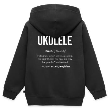 Ukulele - Kinder Premium Organic Zip Hoodie - Schwarz - Hinten - AI Model Kid Male (0cm)