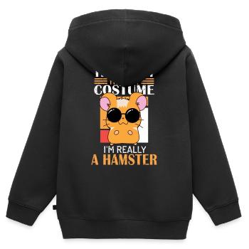 Maman hamster, papa hamster, hamster, - Sweat Premium à capuche zippé enfant bio - noir - Dos - AI Model Kid Male (0cm)