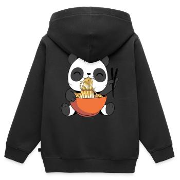 Cute Panda Eating Ramen - Kids Premium Organic Zip-up Hoodie - black - Back - AI Model Kid Male (0cm)