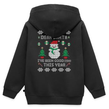 Weihnachten Artig Ugly Christmas Sweater - Kinder Premium Organic Zip Hoodie - Schwarz - Hinten - AI Model Kid Male (0cm)