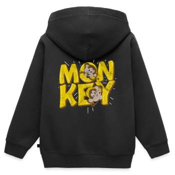 singe - Sweat Premium à capuche zippé enfant bio - noir - Dos - AI Model Kid Male (0cm)