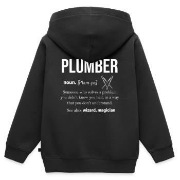 Klempner Sanitär Arbeit Rohr Geschenk - Kinder Premium Organic Zip Hoodie - Schwarz - Hinten - AI Model Kid Male (0cm)