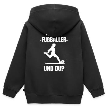 Fußballer - Kinder Premium Organic Zip Hoodie - Schwarz - Hinten - AI Model Kid Male (0cm)