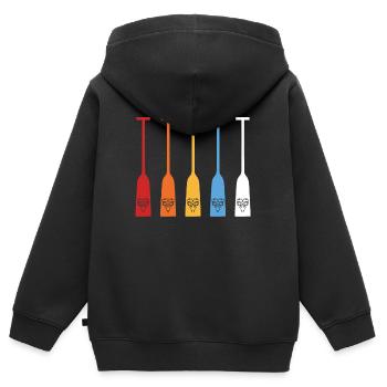 Drachenboot Paddel Retro - Kinder Premium Organic Zip Hoodie - Schwarz - Hinten - AI Model Kid Male (0cm)