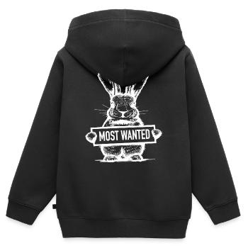 Lapin de Pâques Most Wanted lapin lapin cadeau - Sweat Premium à capuche zippé enfant bio - noir - Dos - AI Model Kid Male (0cm)