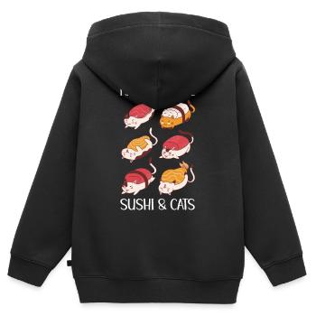 J'adore vraiment les sushis et les chats - Sweat Premium à capuche zippé enfant bio - noir - Dos - AI Model Kid Male (0cm)