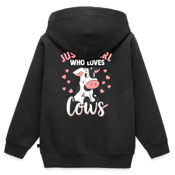 Kühe Mädchen Kuh Rind Milchkuh Bauer Cow Kälbchen - Kinder Premium Organic Zip Hoodie - Schwarz - Hinten - AI Model Kid Male (0cm)
