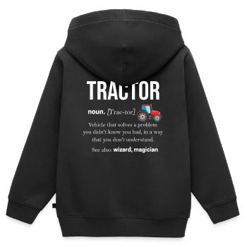 Traktor Landwirtschaft Bauer Trekker Acker - Kinder Premium Organic Zip Hoodie - Schwarz - Hinten - AI Model Kid Male (0cm)