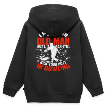 Bowling - Kinder Premium Organic Zip Hoodie - Schwarz - Hinten - AI Model Kid Male (0cm)