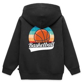 Basketball - Kinder Premium Organic Zip Hoodie - Schwarz - Hinten - AI Model Kid Male (0cm)