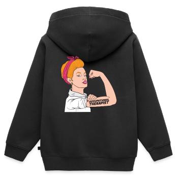 Ergotherapeut Rosie The Riveter - Kinder Premium Organic Zip Hoodie - Schwarz - Hinten - AI Model Kid Male (0cm)