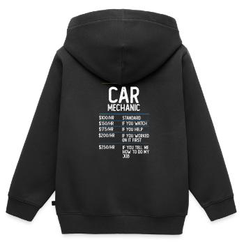 Auto Mechaniker KFZ Werkstatt lustig Geschenk - Kinder Premium Organic Zip Hoodie - Schwarz - Hinten - AI Model Kid Male (0cm)