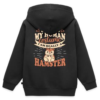 Hamster Nagetier Kostüm - Kinder Premium Organic Zip Hoodie - Schwarz - Hinten - AI Model Kid Male (0cm)