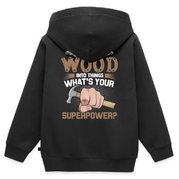 Zimmermann Carpenter Timber Meister Holz Hammer - Kinder Premium Organic Zip Hoodie - Schwarz - Hinten - AI Model Kid Male (0cm)
