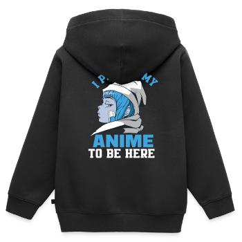Anime Ich habe Mein Anime pausiert - Kinder Premium Organic Zip Hoodie - Schwarz - Hinten - AI Model Kid Male (0cm)