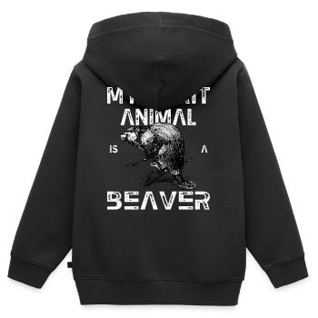 Spirit Animal Beaver - Kinder Premium Organic Zip Hoodie - Schwarz - Hinten - AI Model Kid Male (0cm)