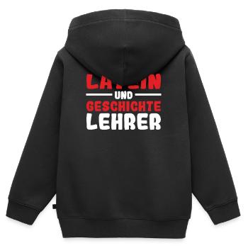 Latein und Griechisch Lehrer - Kinder Premium Organic Zip Hoodie - Schwarz - Hinten - AI Model Kid Male (0cm)
