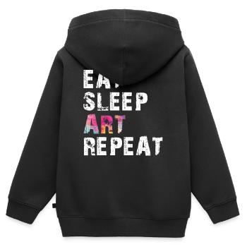 EAT SLEEP ART REPEAT - Kinder Premium Organic Zip Hoodie - Schwarz - Hinten - AI Model Kid Male (0cm)