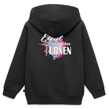 Gymnastik Echte Mädchen Turnen Bodenturnen Sport - Kinder Premium Organic Zip Hoodie - Schwarz - Hinten - AI Model Kid Male (0cm)