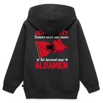 Albanian flag beauty Kosovo Tirana Shqiptar - Kids Premium Organic Zip-up Hoodie - black - Back - AI Model Kid Male (0cm)