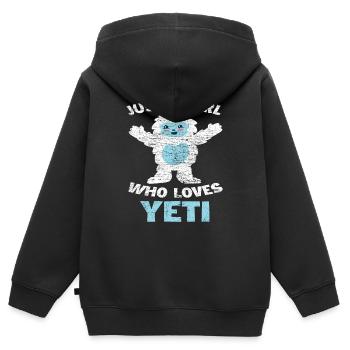 Bigfoot Mädchen Yeti - Kinder Premium Organic Zip Hoodie - Schwarz - Hinten - AI Model Kid Male (0cm)