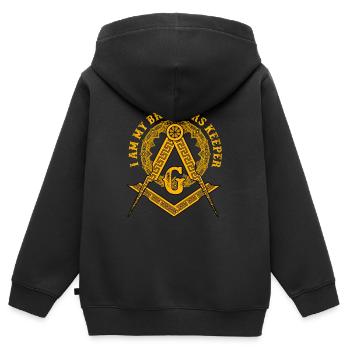 Brothers Keeper Illuminati Symbol Freimaurer - Kinder Premium Organic Zip Hoodie - Schwarz - Hinten - AI Model Kid Male (0cm)