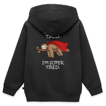Je ne suis pas fatigué, je suis paresseux super fatigué - Sweat Premium à capuche zippé enfant bio - noir - Dos - AI Model Kid Male (0cm)