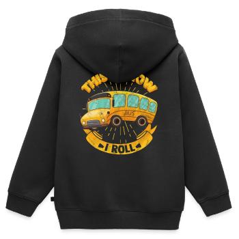 Bus - Kinder Premium Organic Zip Hoodie - Schwarz - Hinten - AI Model Kid Male (0cm)