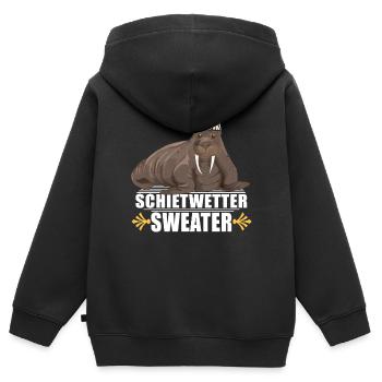 Walross Leuchtturm Norddeutsche Schietwetter - Kinder Premium Organic Zip Hoodie - Schwarz - Hinten - AI Model Kid Male (0cm)