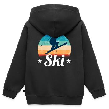 Ski - Kinder Premium Organic Zip Hoodie - Schwarz - Hinten - AI Model Kid Male (0cm)