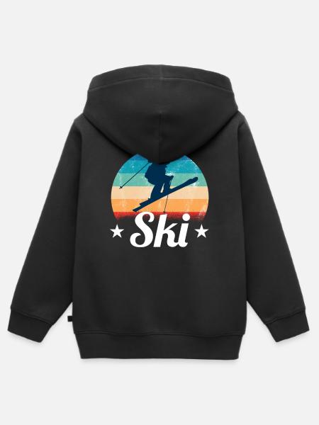 Ski - Kinder Premium Organic Zip Hoodie - Schwarz