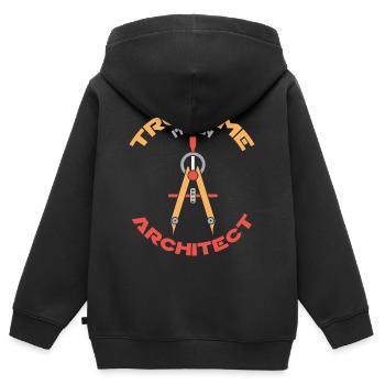 Architecte architecture idée cadeau maison construction - Sweat Premium à capuche zippé enfant bio - noir - Dos - AI Model Kid Male (0cm)
