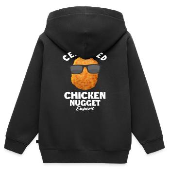 Poulet nuggets Fast Food Cadeau - Sweat Premium à capuche zippé enfant bio - noir - Dos - AI Model Kid Male (0cm)