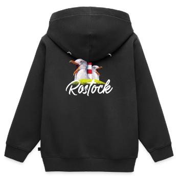 Rostock Hansestadt Rostocker Rostockerin Geschenk - Kinder Premium Organic Zip Hoodie - Schwarz - Hinten - AI Model Kid Male (0cm)