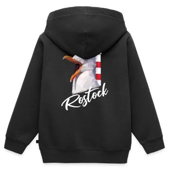 Rostock Hansestadt Rostocker Rostockerin Geschenk - Kinder Premium Organic Zip Hoodie - Schwarz - Hinten - AI Model Kid Male (0cm)
