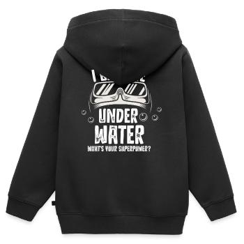 Plongée Sous-marine Plongée Sous l’eau Respirer - Sweat Premium à capuche zippé enfant bio - noir - Dos - AI Model Kid Male (0cm)