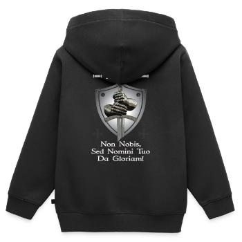 Templer Schwert + Non Nobis Domine - Kinder Premium Organic Zip Hoodie - Schwarz - Hinten - AI Model Kid Male (0cm)