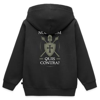 Templer-Rüstung + Deus Nobiscum Quis Contra - Kinder Premium Organic Zip Hoodie - Schwarz - Hinten - AI Model Kid Male (0cm)