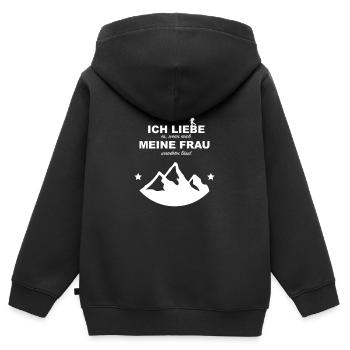 Wanderspruch Bergwandern Liebesbeweis wandern - Kinder Premium Organic Zip Hoodie - Schwarz - Hinten - AI Model Kid Male (0cm)