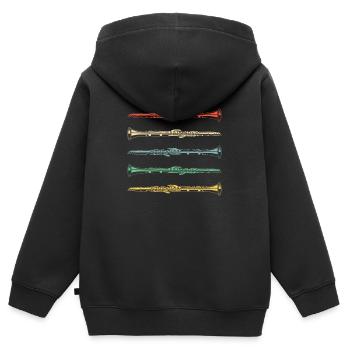 Instrument à vent orchestre clarinette - Sweat Premium à capuche zippé enfant bio - noir - Dos - AI Model Kid Male (0cm)