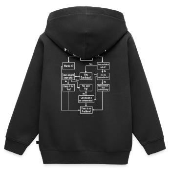 Problem-Solution Prozess-Diagramm Büro Job Witz - Kinder Premium Organic Zip Hoodie - Schwarz - Hinten - AI Model Kid Male (0cm)