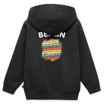 Mur de Berlin Chute du mur GDR cadeau drôle - Sweat Premium à capuche zippé enfant bio - noir - Dos - AI Model Kid Male (0cm)