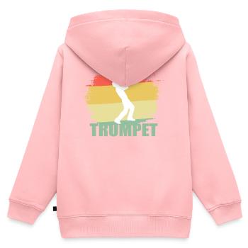 Retro Trumpet Tee - Kinder Premium Organic Zip Hoodie - Rosa - Hinten - AI Model Kid Female (0cm)