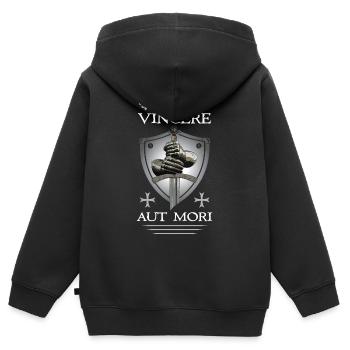 Croix des Templiers + Épée - Sweat Premium à capuche zippé enfant bio - noir - Dos - AI Model Kid Male (0cm)