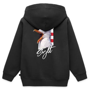 Cadeau de l'île de la mer du Nord Sylt Westerland - Sweat Premium à capuche zippé enfant bio - noir - Dos - AI Model Kid Male (0cm)