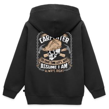 Zimmermann - Kinder Premium Organic Zip Hoodie - Schwarz - Hinten - AI Model Kid Male (0cm)