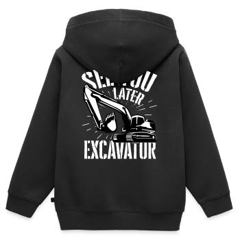 Bagger Straßenbau - Kinder Premium Organic Zip Hoodie - Schwarz - Hinten - AI Model Kid Male (0cm)