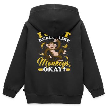 Singe - Sweat Premium à capuche zippé enfant bio - noir - Dos - AI Model Kid Male (0cm)