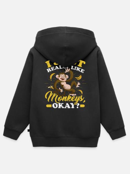 Affe - Kinder Premium Organic Zip Hoodie - Schwarz
